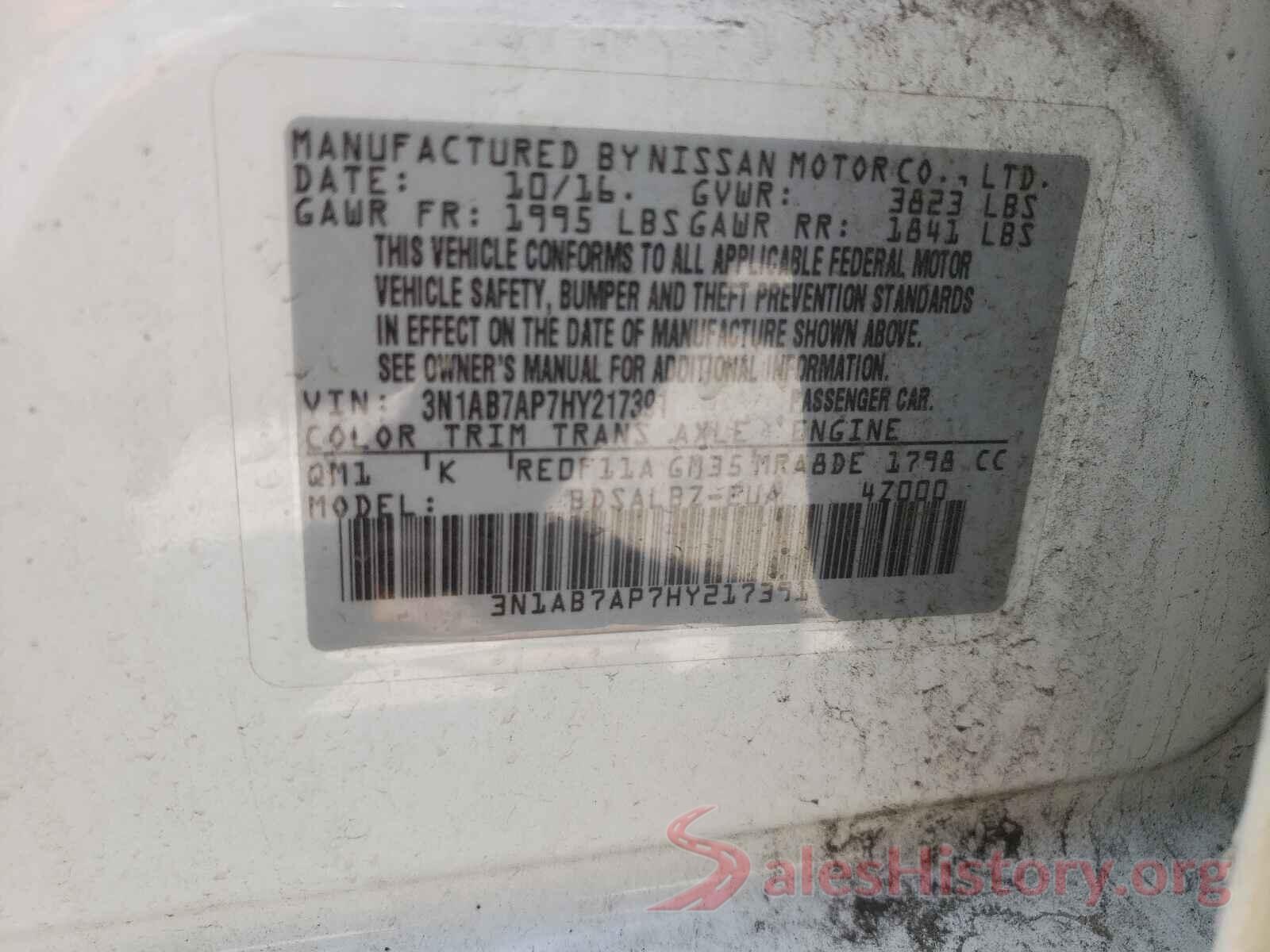 3N1AB7AP7HY217391 2017 NISSAN SENTRA