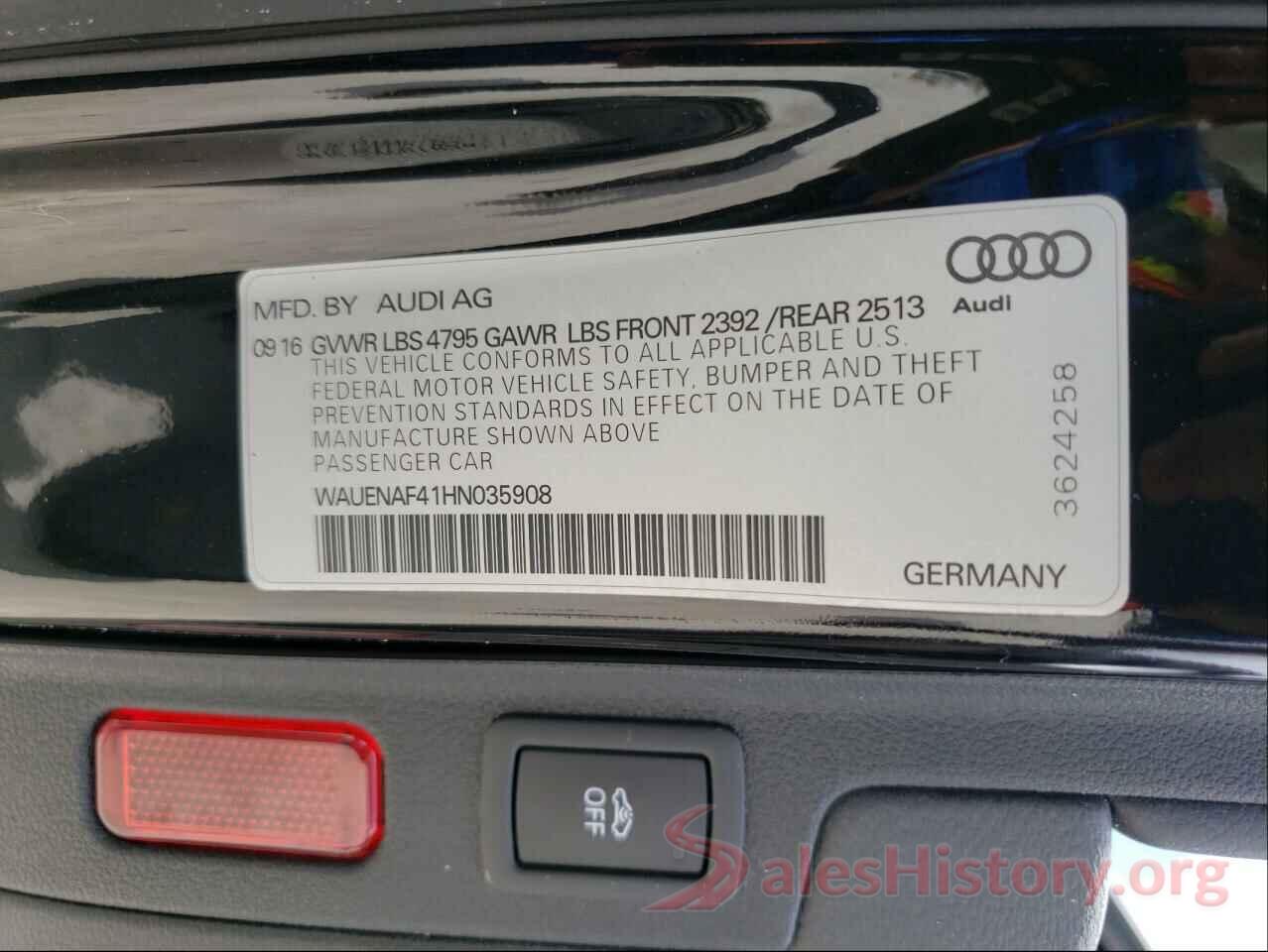 WAUENAF41HN035908 2017 AUDI A4