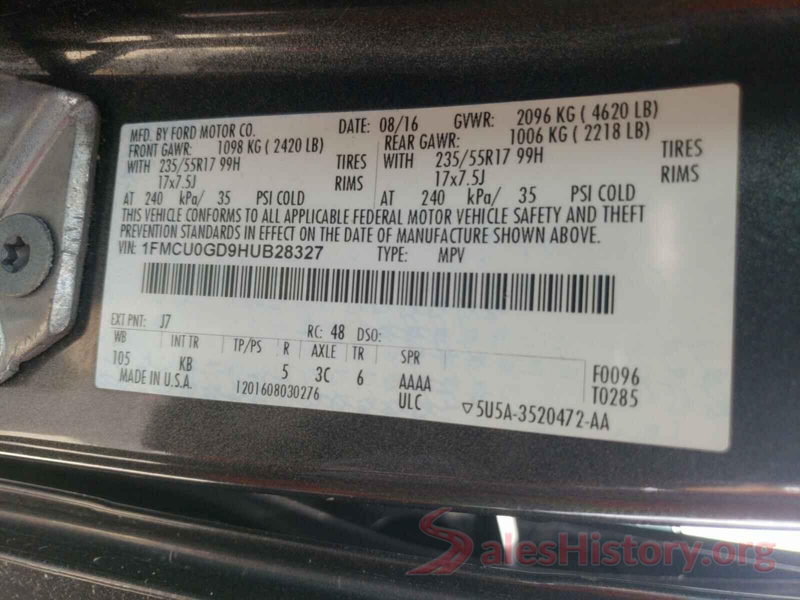 1FMCU0GD9HUB28327 2017 FORD ESCAPE