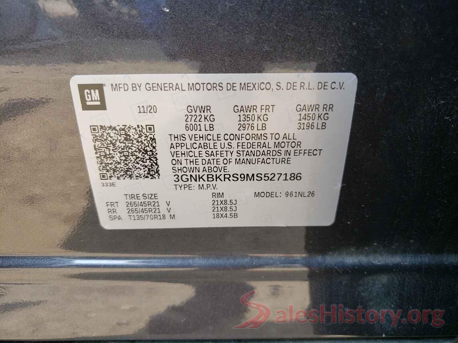 3GNKBKRS9MS527186 2021 CHEVROLET BLAZER