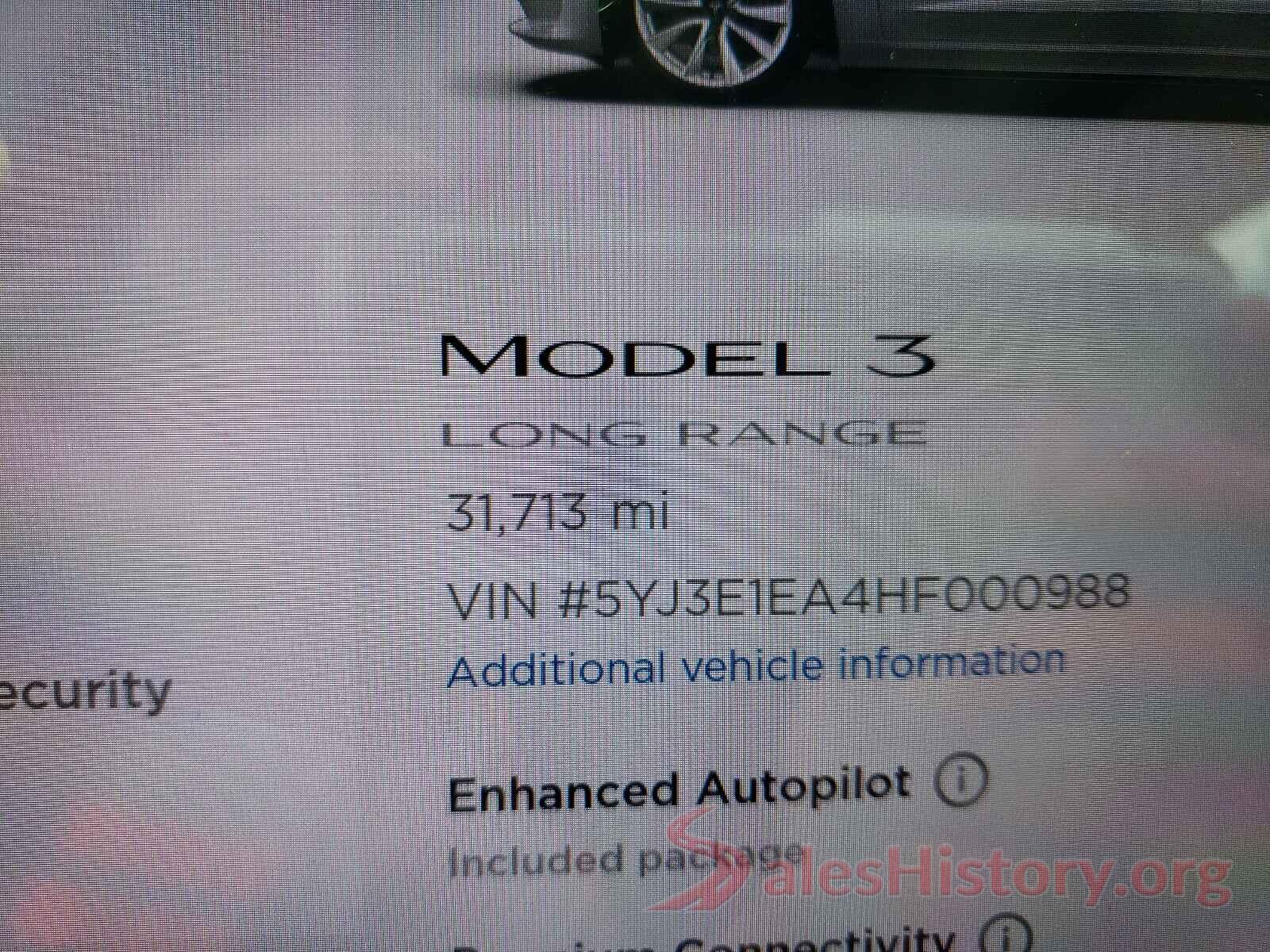 5YJ3E1EA4HF000988 2017 TESLA MODEL 3