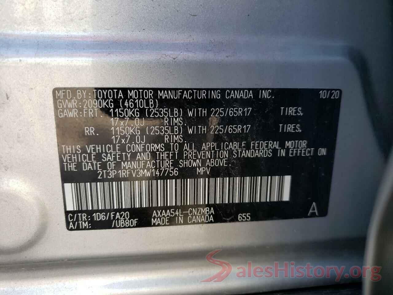 2T3P1RFV3MW147756 2021 TOYOTA RAV4