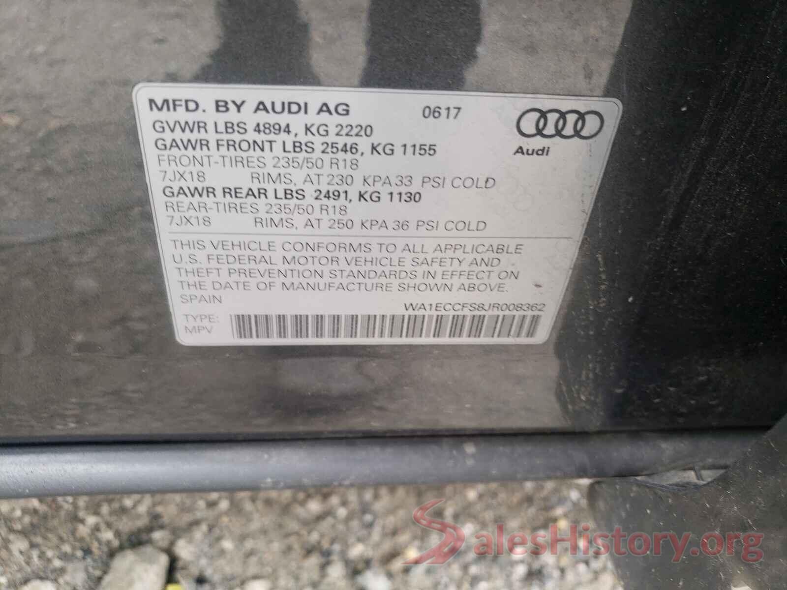 WA1ECCFS8JR008362 2018 AUDI Q3