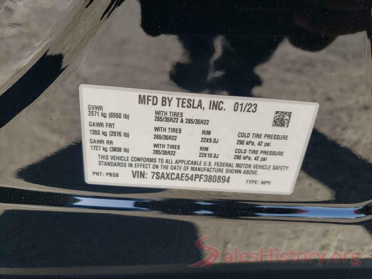 7SAXCAE54PF380894 2023 TESLA MODEL X