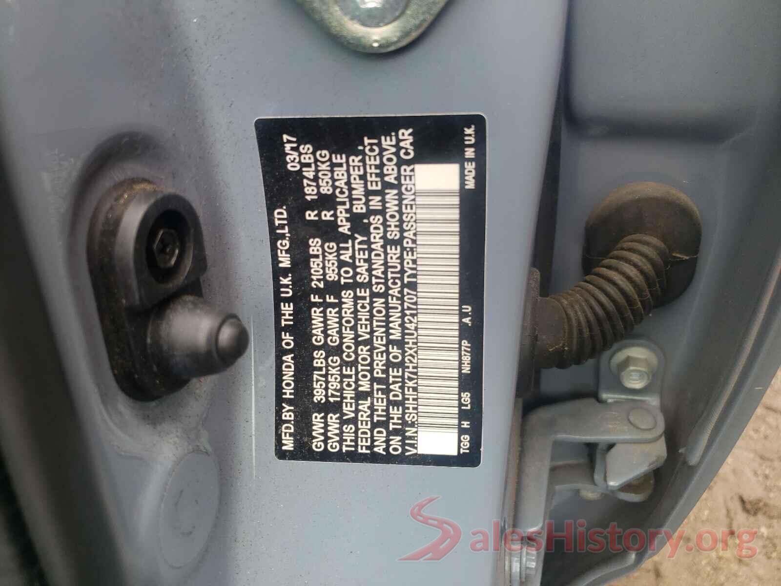 SHHFK7H2XHU421707 2017 HONDA CIVIC