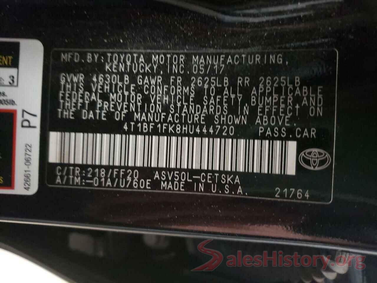 4T1BF1FK8HU444720 2017 TOYOTA CAMRY