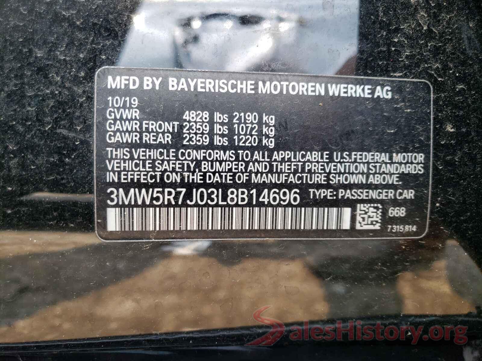 3MW5R7J03L8B14696 2020 BMW 3 SERIES