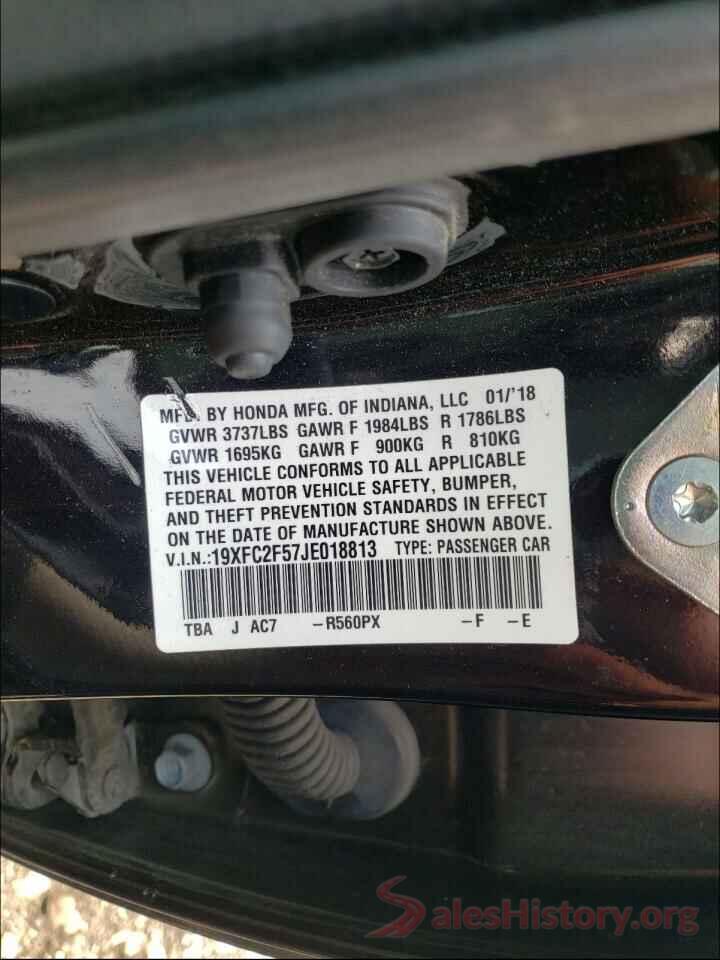 19XFC2F57JE018813 2018 HONDA CIVIC