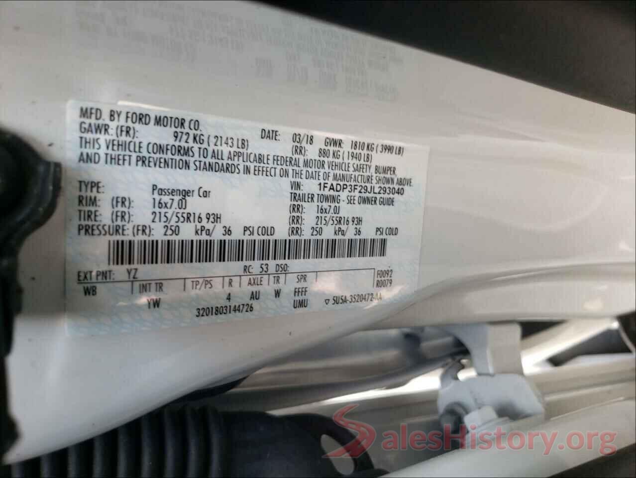 1FADP3F29JL293040 2018 FORD FOCUS