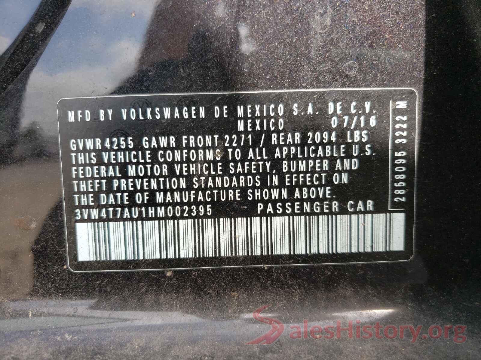 3VW4T7AU1HM002395 2017 VOLKSWAGEN GTI