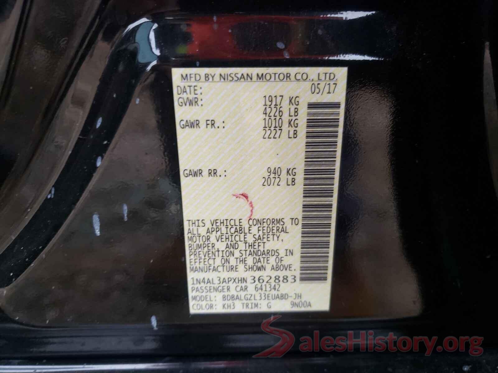 1N4AL3APXHN362883 2017 NISSAN ALTIMA