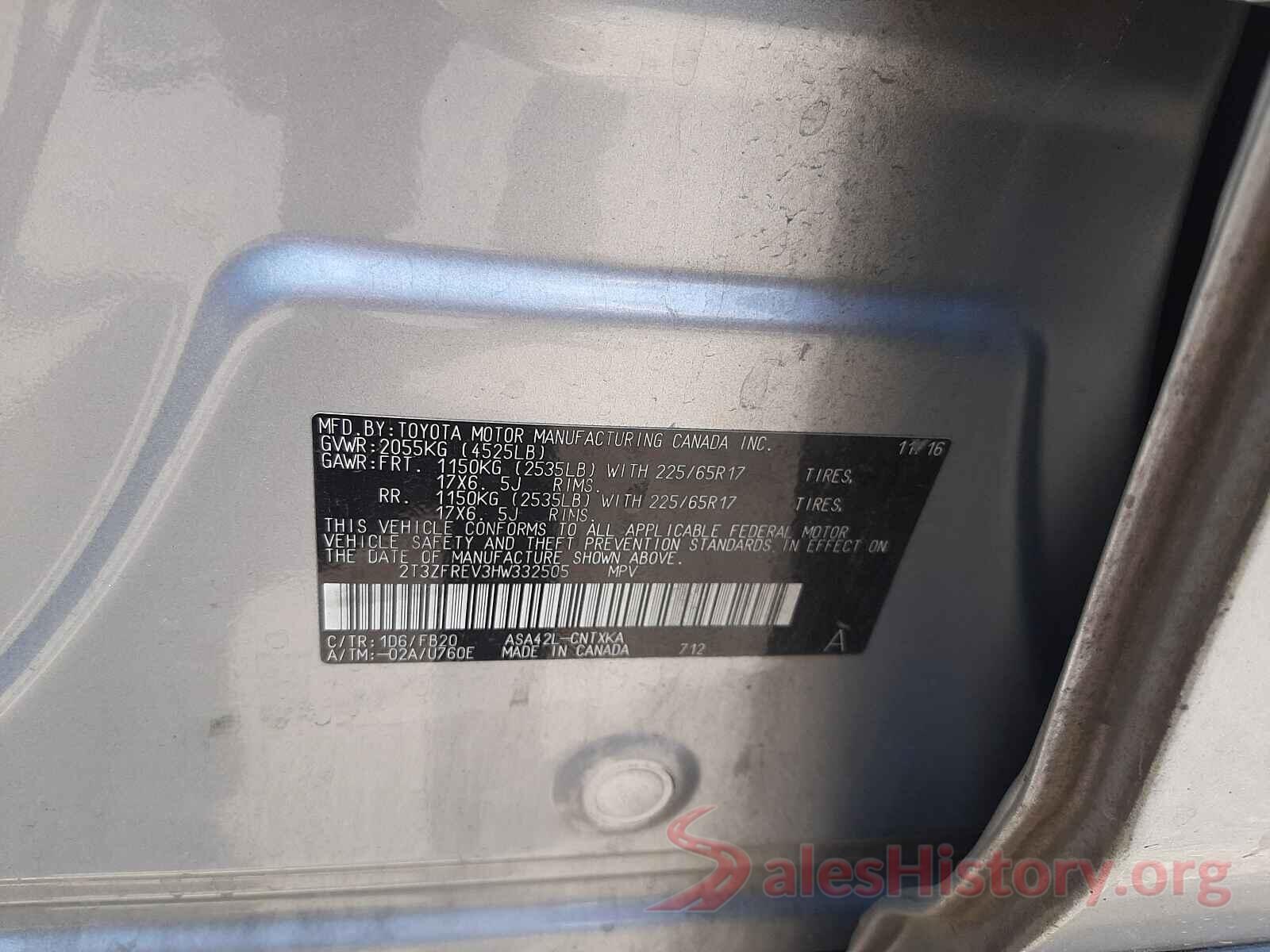 2T3ZFREV3HW332505 2017 TOYOTA RAV4