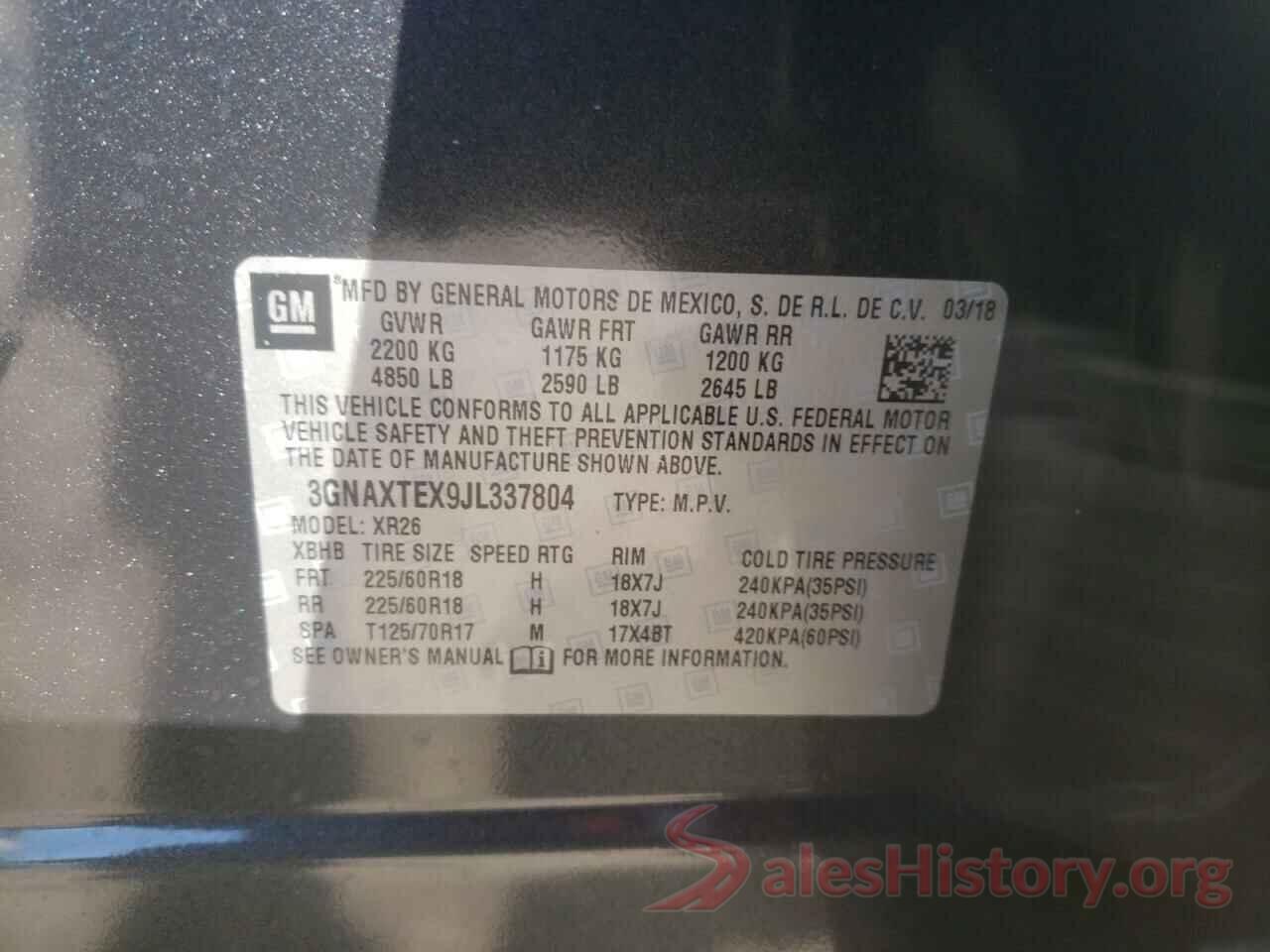 3GNAXTEX9JL337804 2018 CHEVROLET EQUINOX