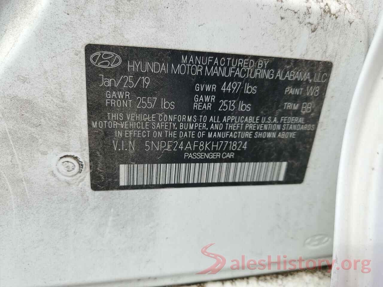 5NPE24AF8KH771824 2019 HYUNDAI SONATA