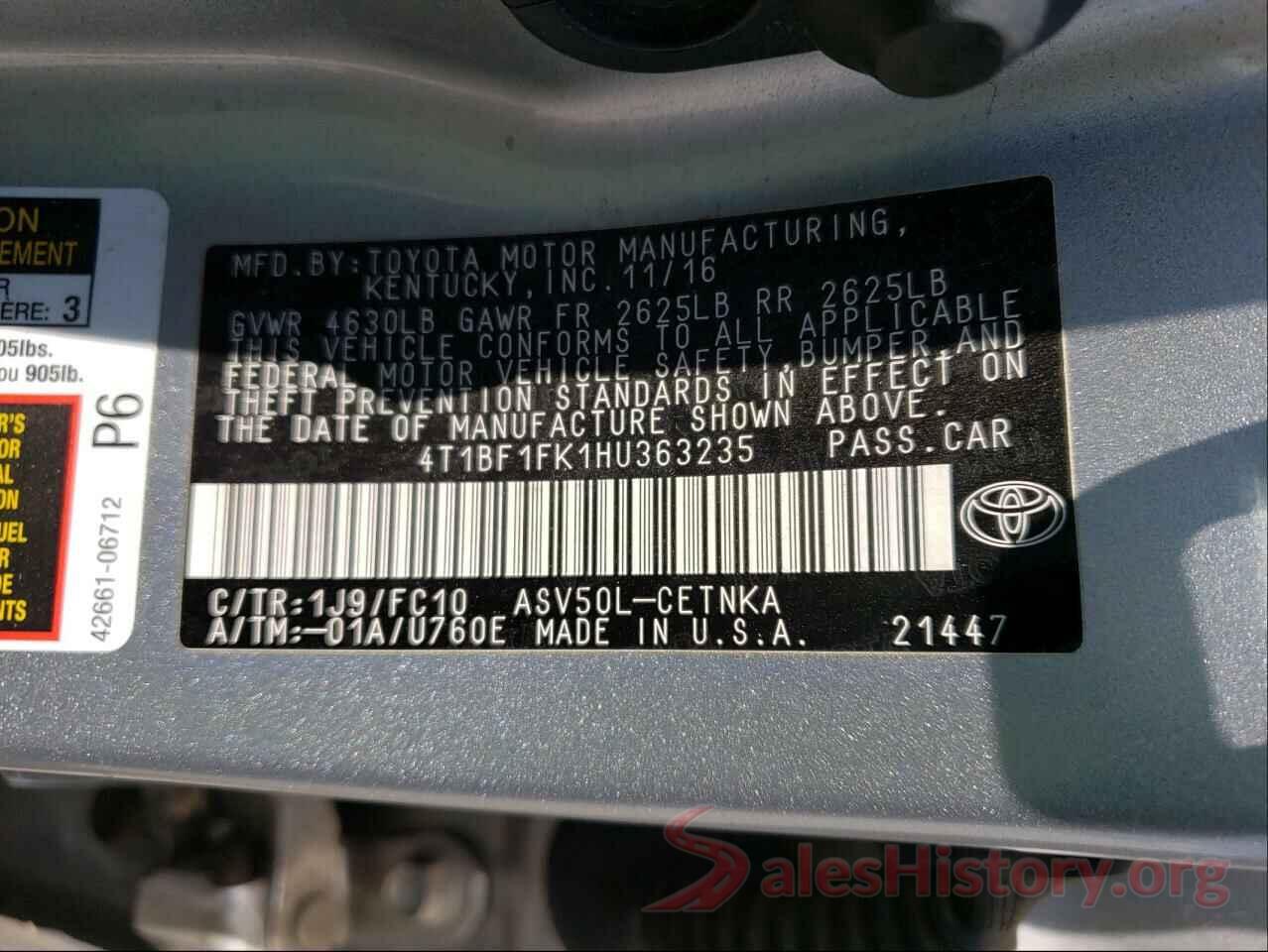 4T1BF1FK1HU363235 2017 TOYOTA CAMRY