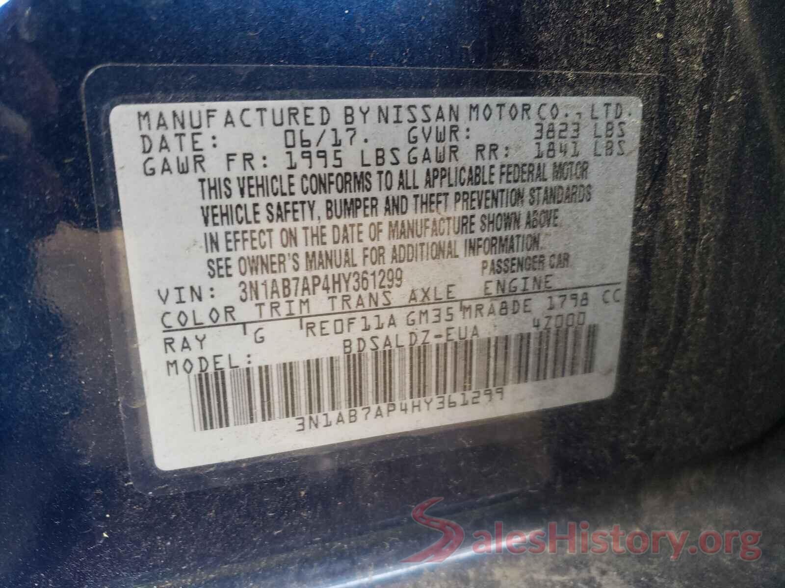 3N1AB7AP4HY361299 2017 NISSAN SENTRA