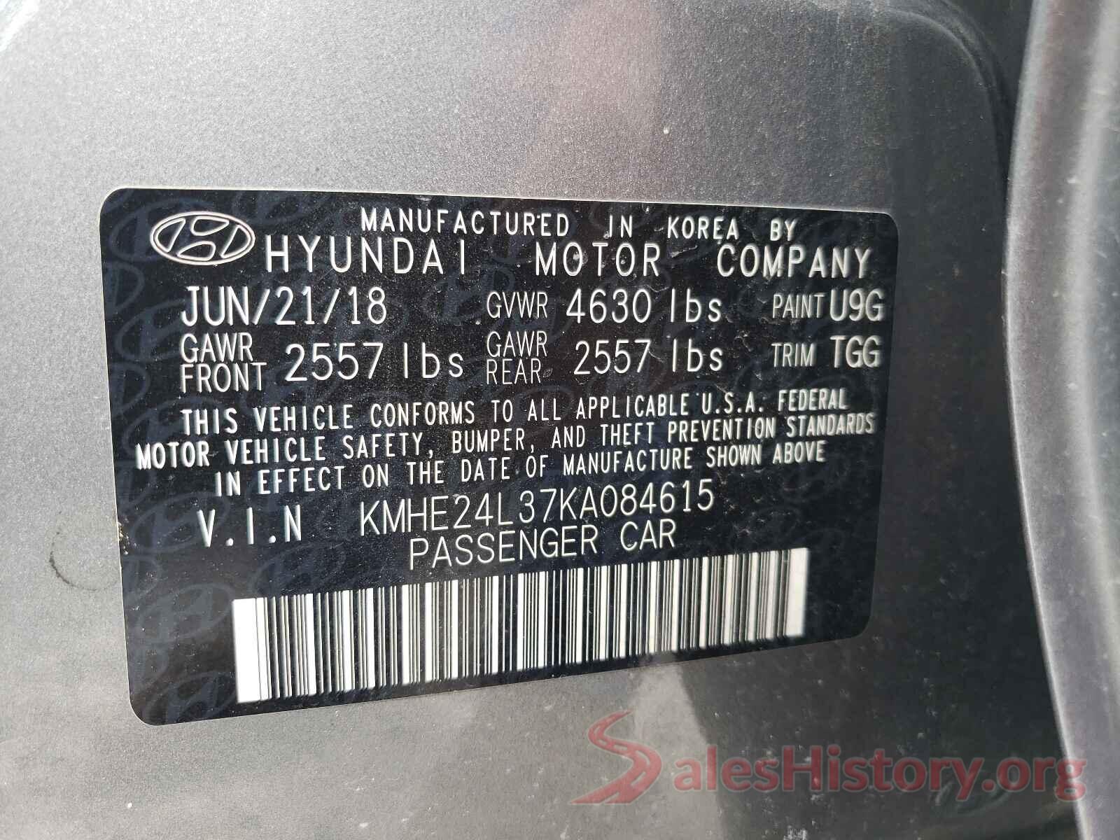 KMHE24L37KA084615 2019 HYUNDAI SONATA