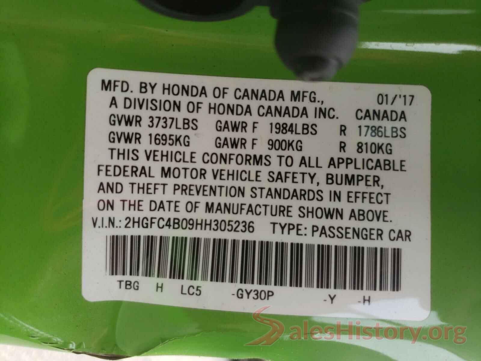 2HGFC4B09HH305236 2017 HONDA CIVIC