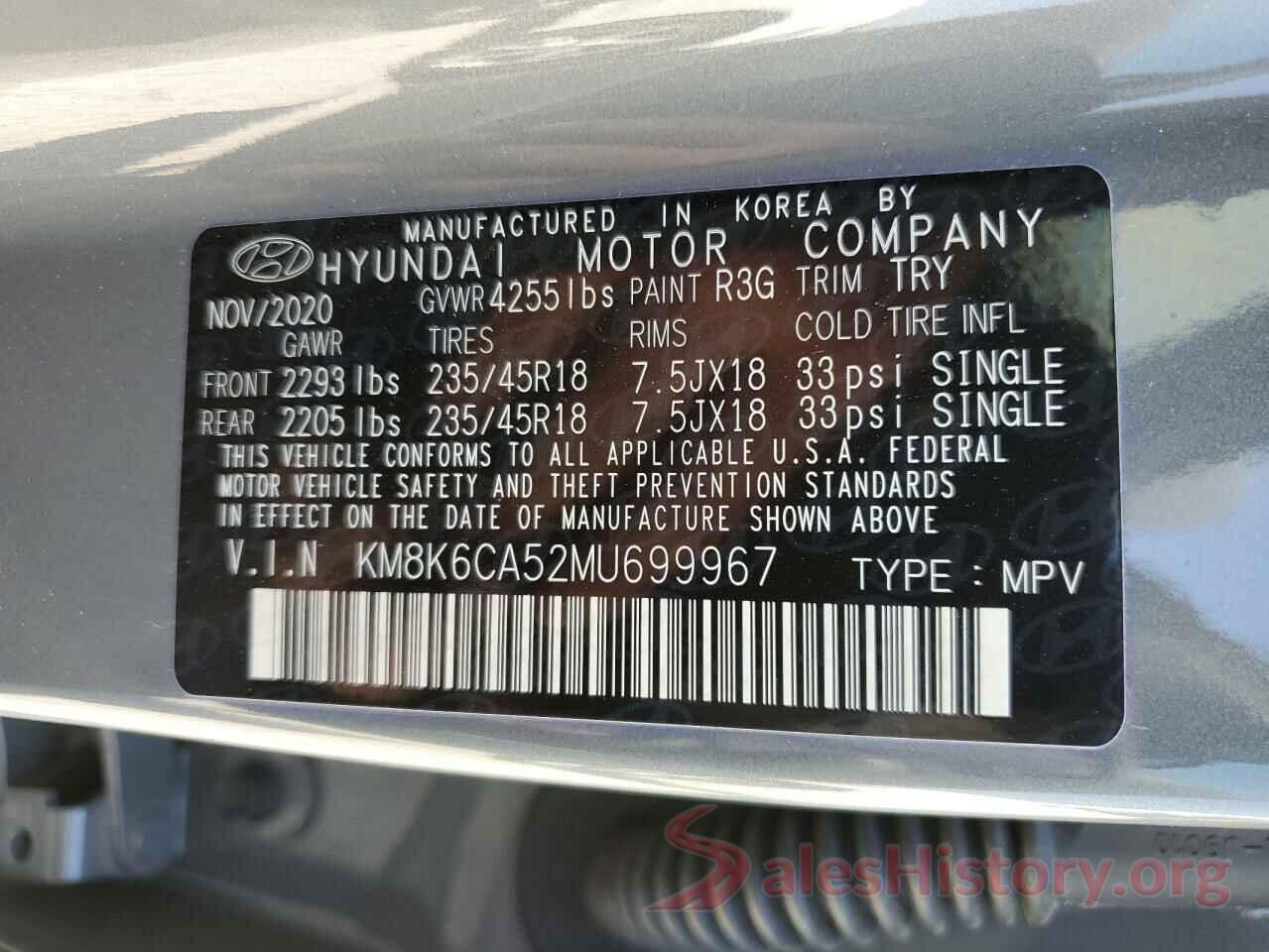 KM8K6CA52MU699967 2021 HYUNDAI KONA