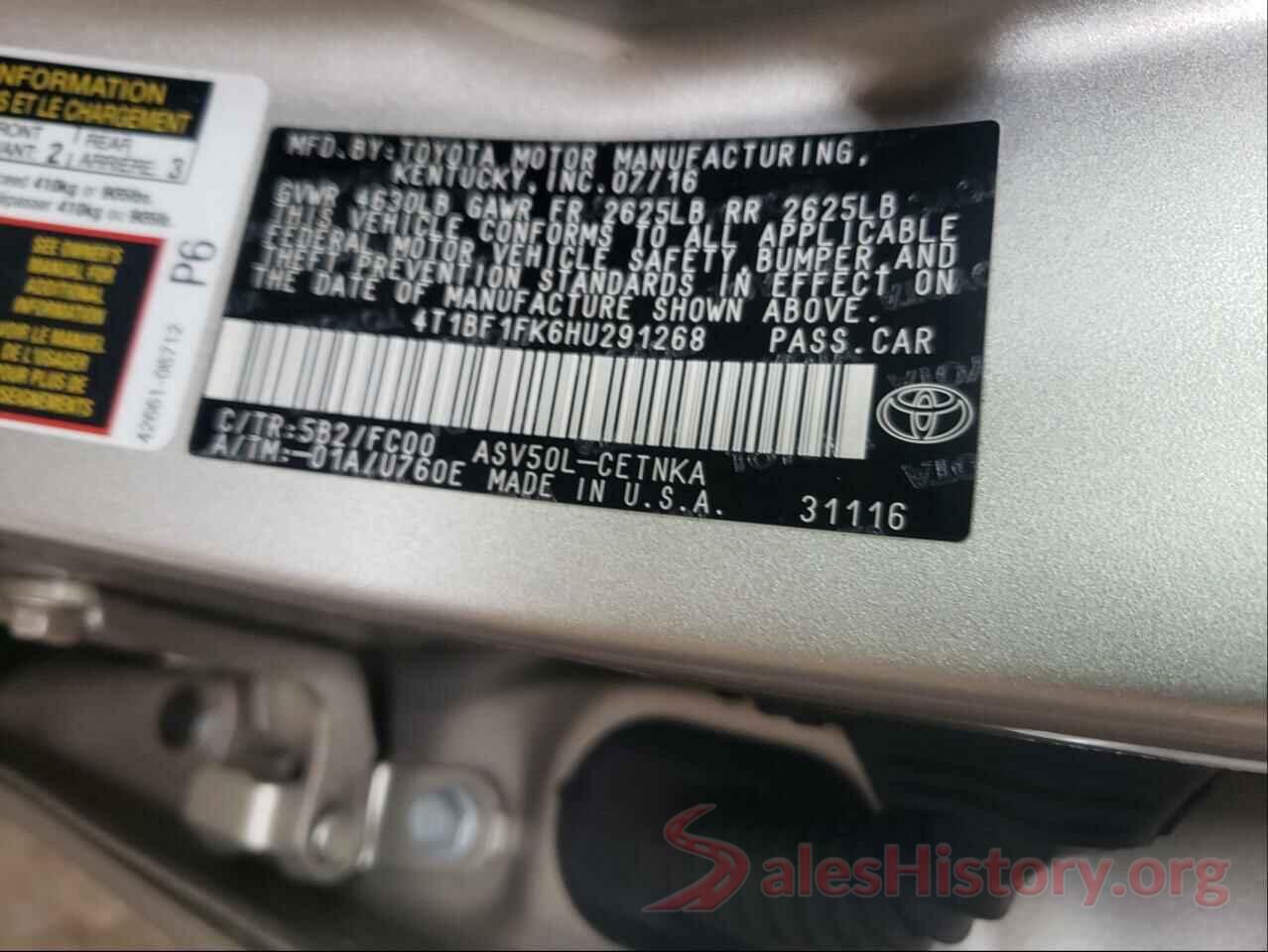 4T1BF1FK6HU291268 2017 TOYOTA CAMRY