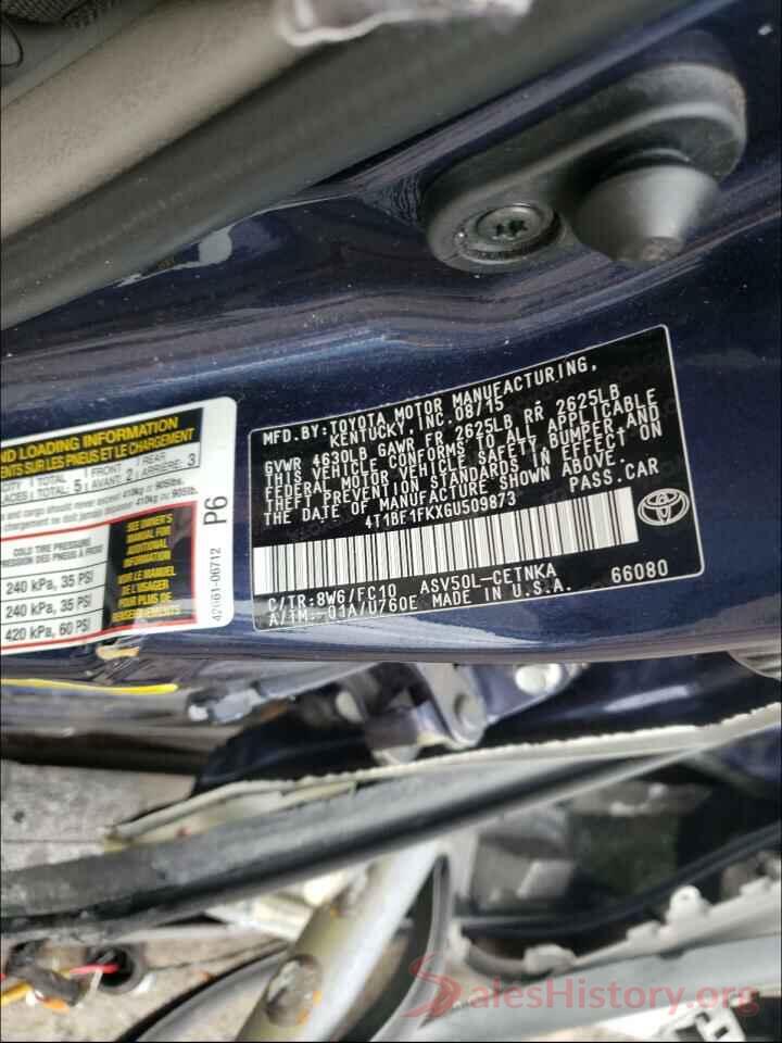 4T1BF1FKXGU509873 2016 TOYOTA CAMRY