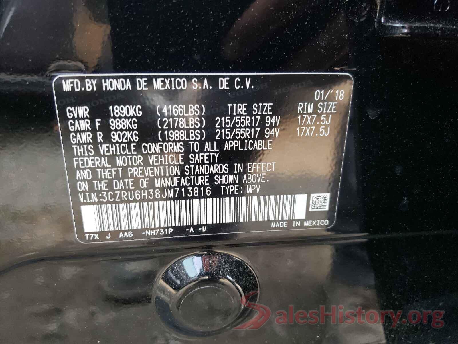 3CZRU6H38JM713816 2018 HONDA HR-V