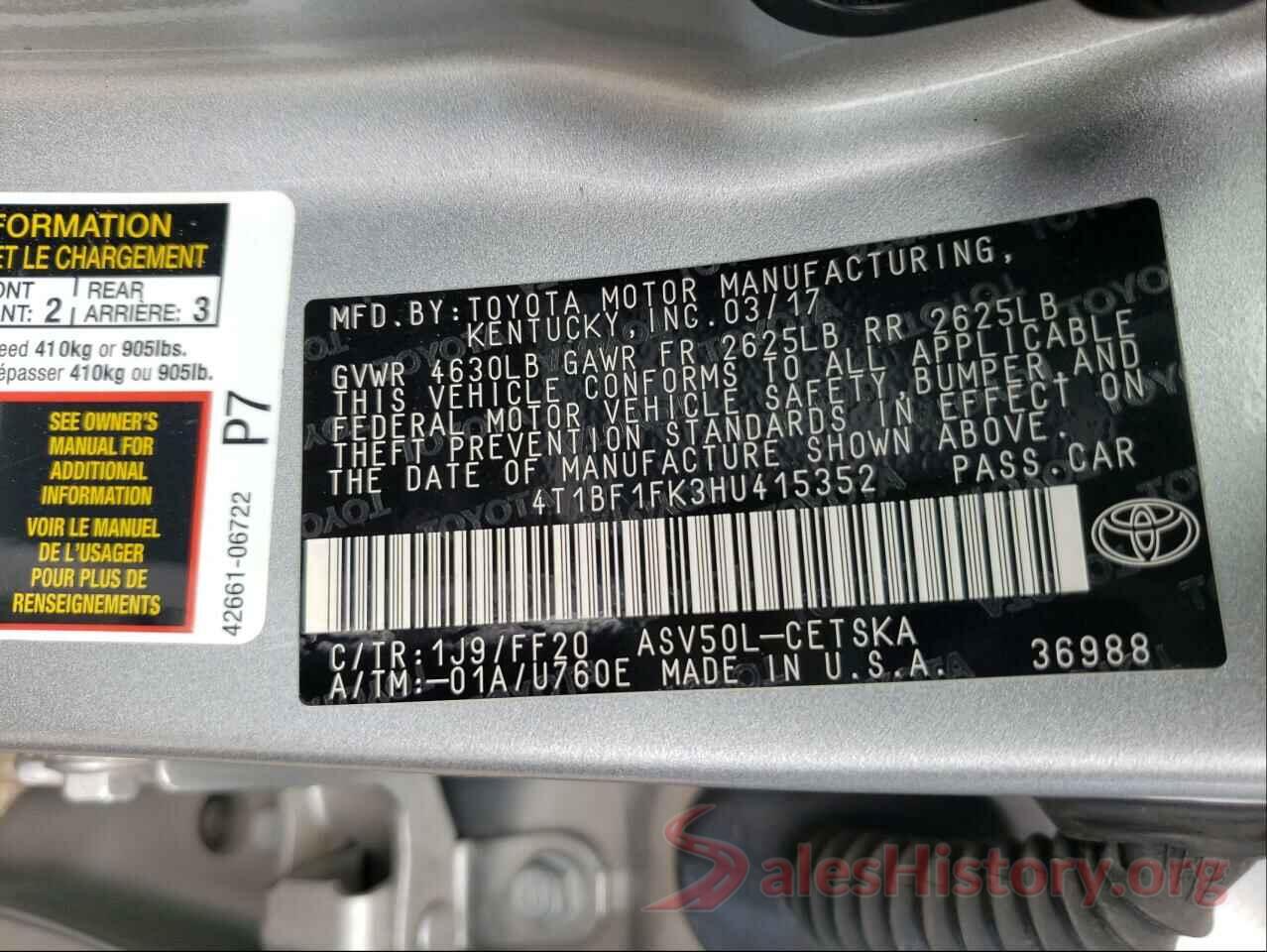 4T1BF1FK3HU415352 2017 TOYOTA CAMRY