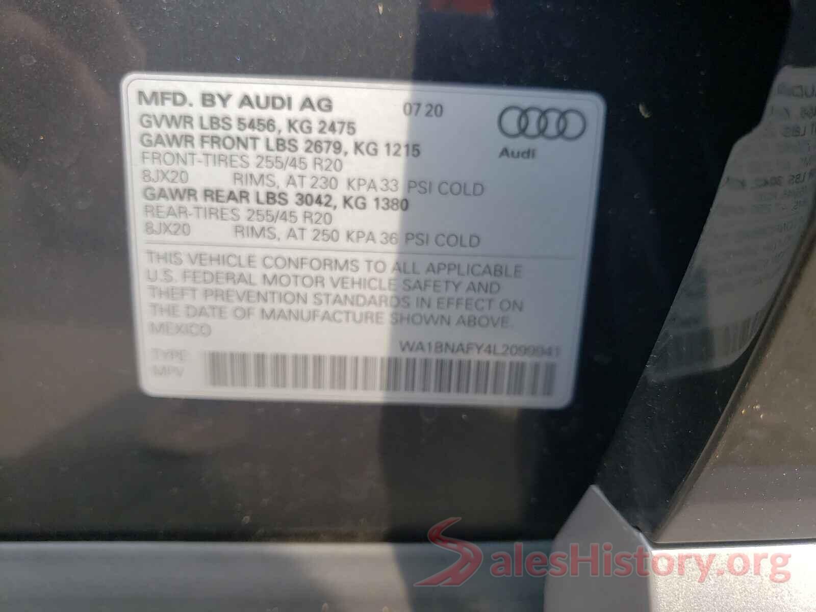 WA1BNAFY4L2099941 2020 AUDI Q5