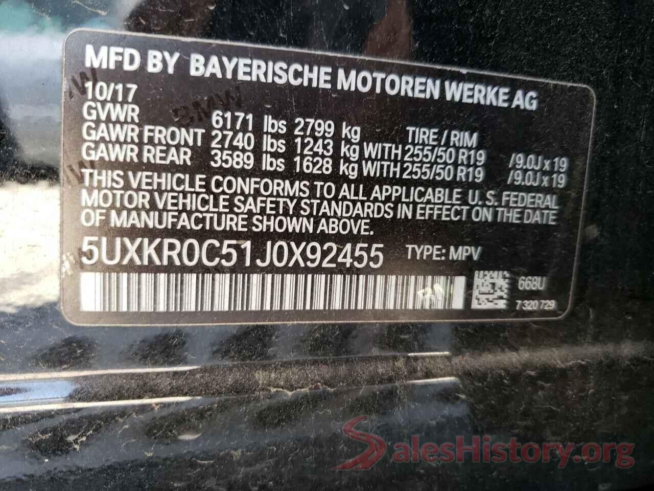 5UXKR0C51J0X92455 2018 BMW X5