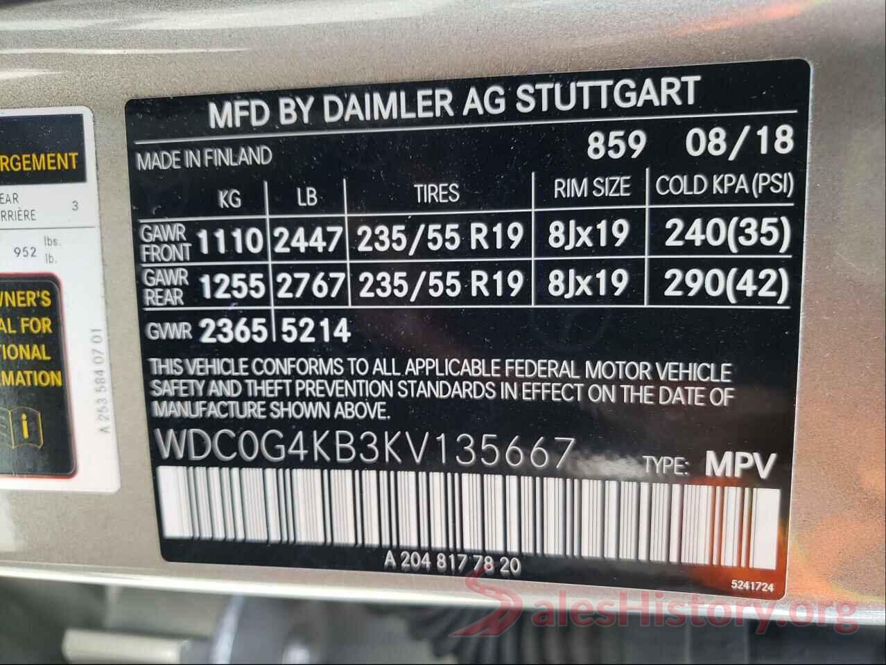 WDC0G4KB3KV135667 2019 MERCEDES-BENZ GLC-CLASS