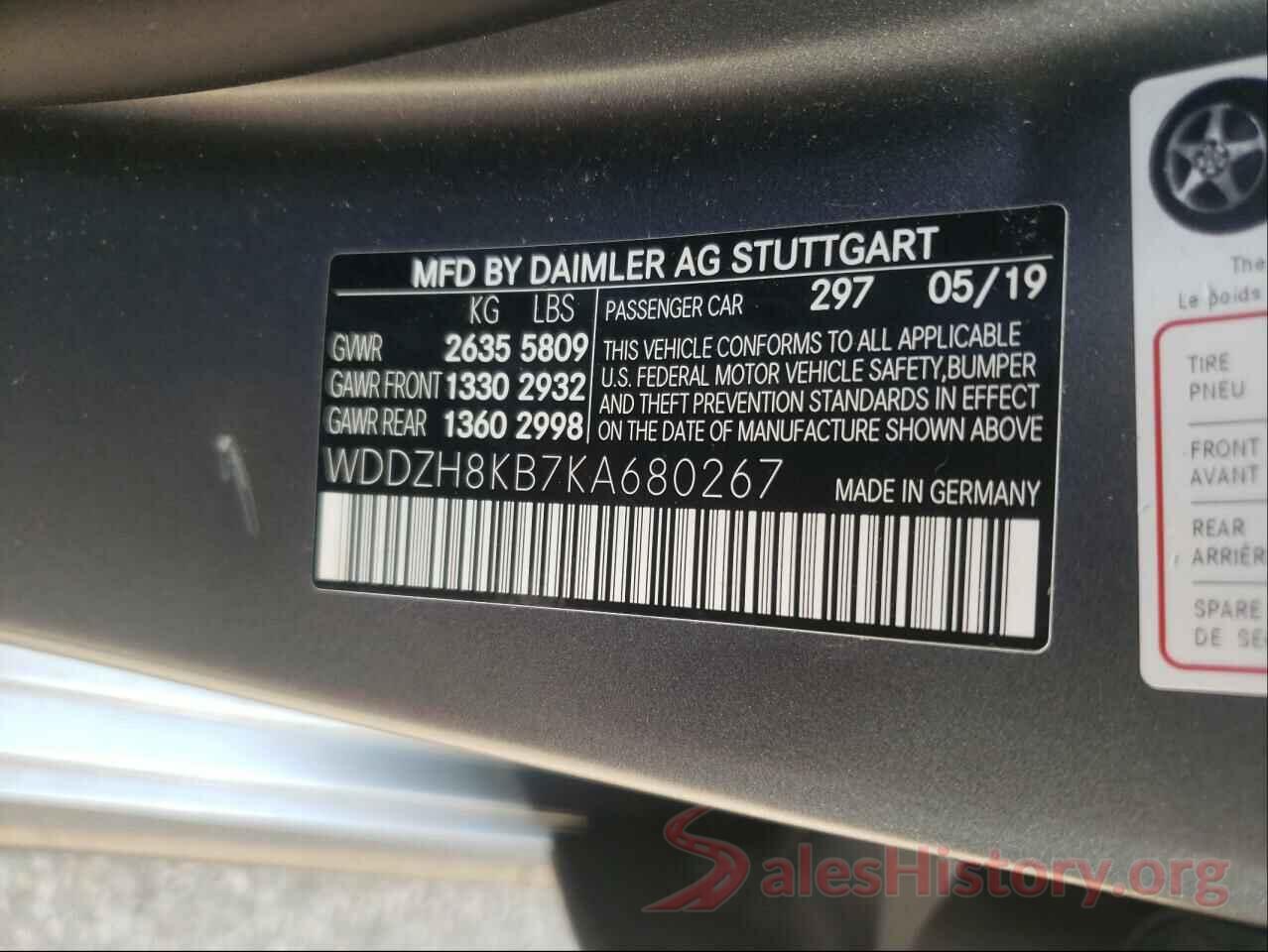 WDDZH8KB7KA680267 2019 MERCEDES-BENZ E-CLASS