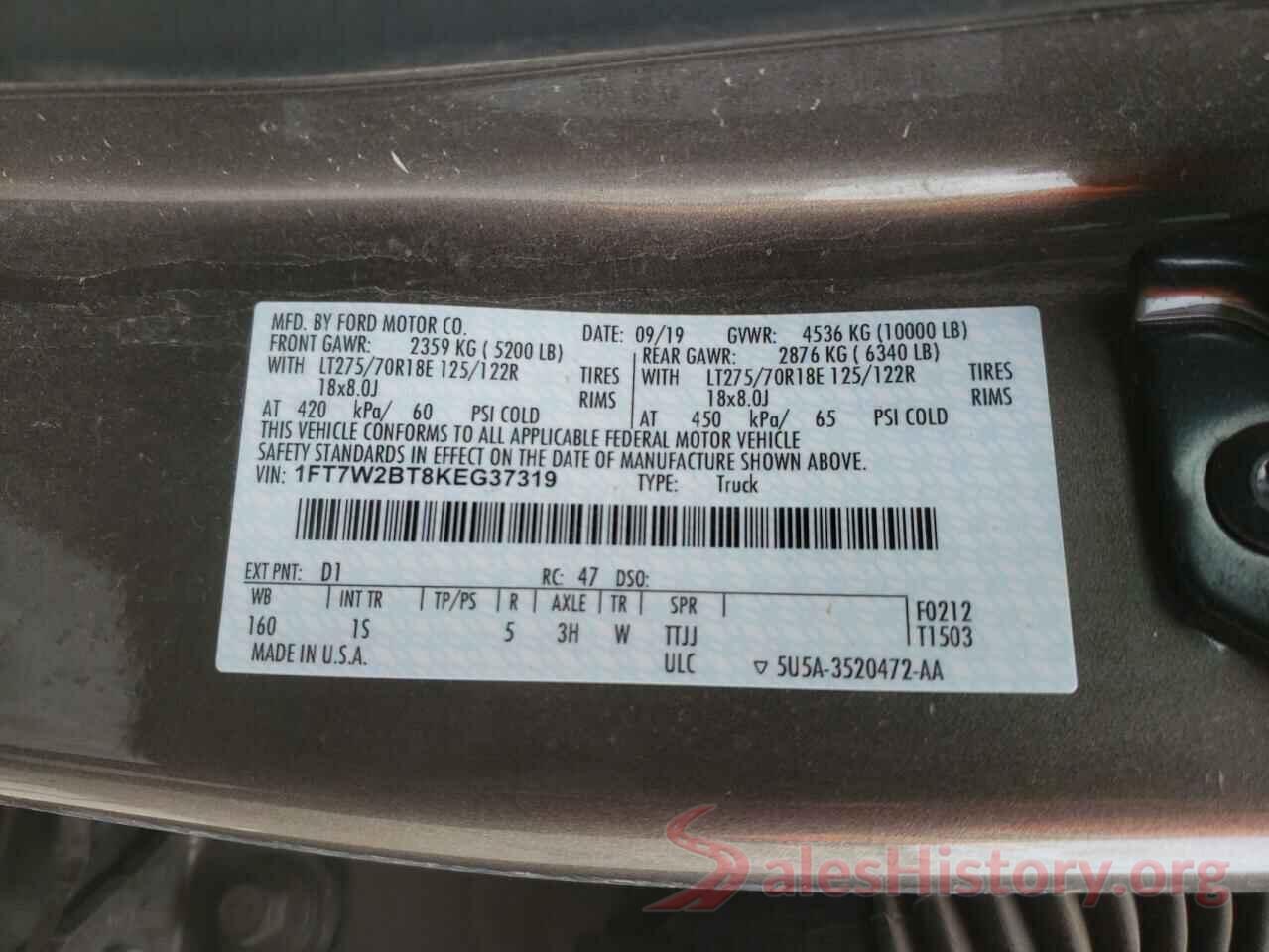 1FT7W2BT8KEG37319 2019 FORD F250