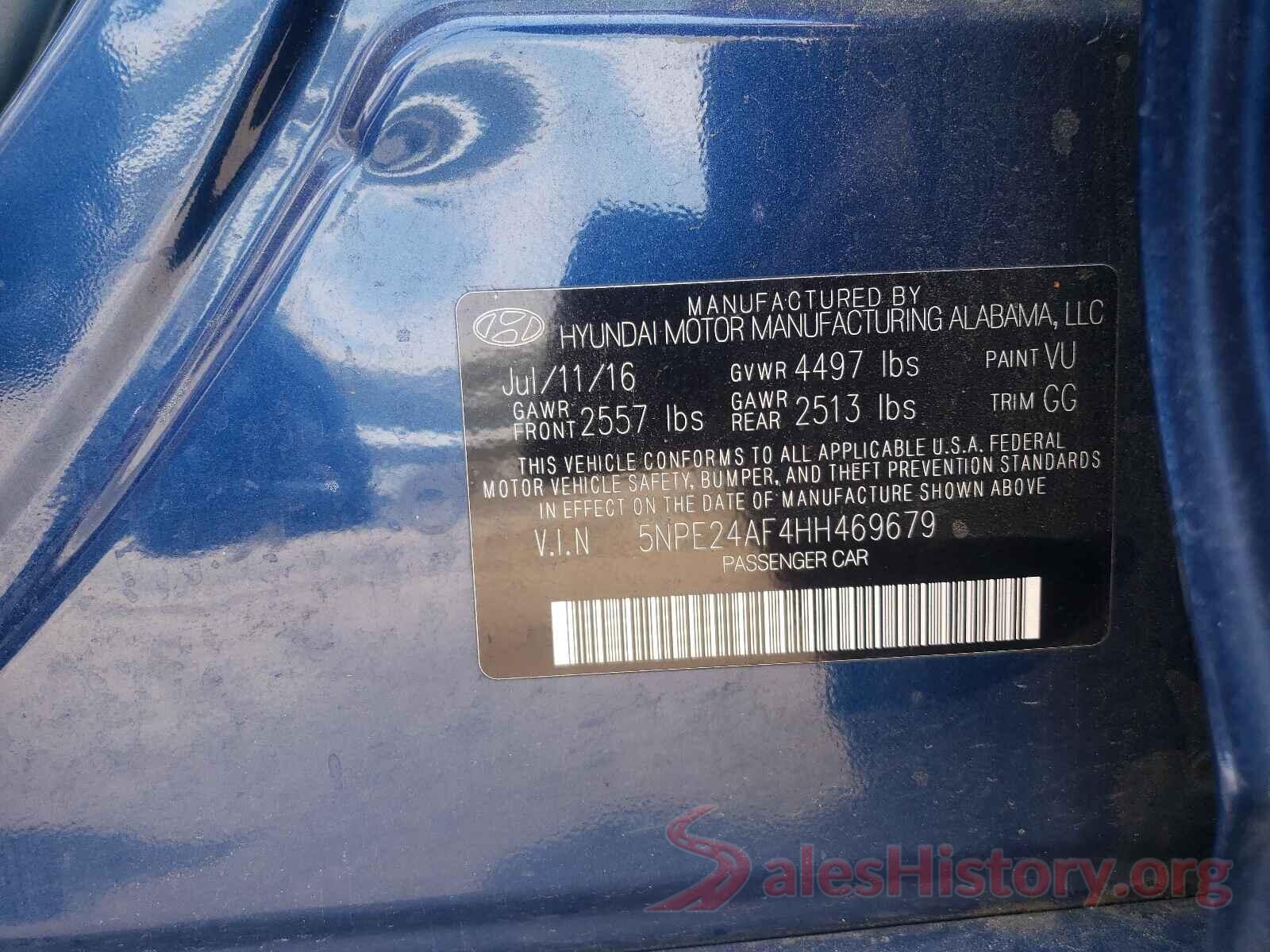 5NPE24AF4HH469679 2017 HYUNDAI SONATA