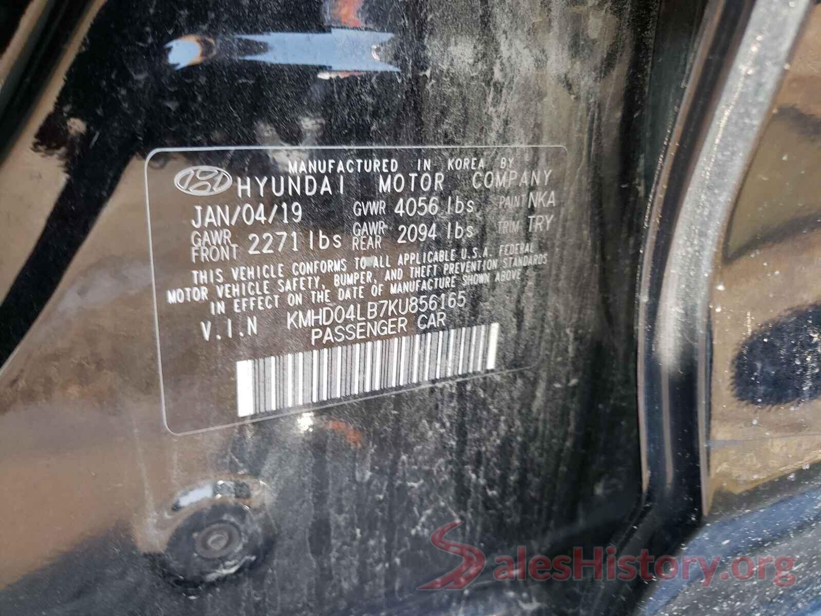 KMHD04LB7KU856165 2019 HYUNDAI ELANTRA