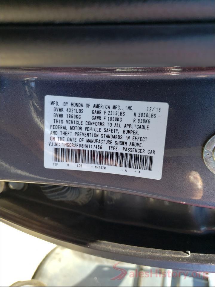 1HGCR2F08HA117466 2017 HONDA ACCORD