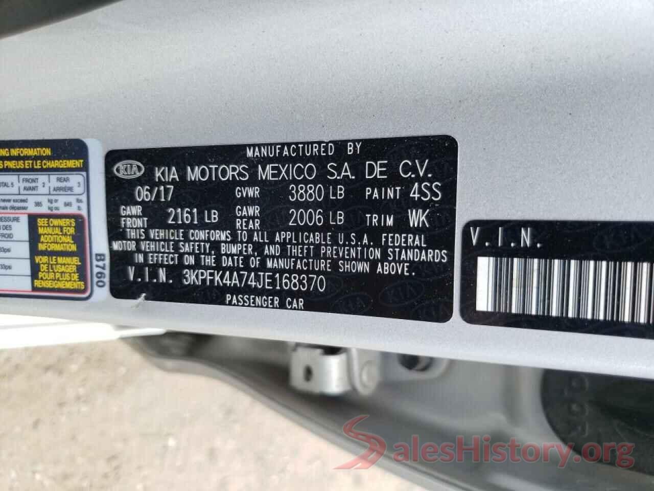 3KPFK4A74JE168370 2018 KIA FORTE