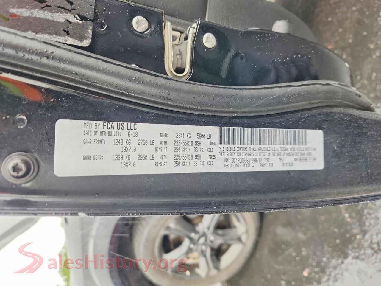 2018 DODGE JOURNEY VIN 3C4PDDGG8JT388712, trunk area