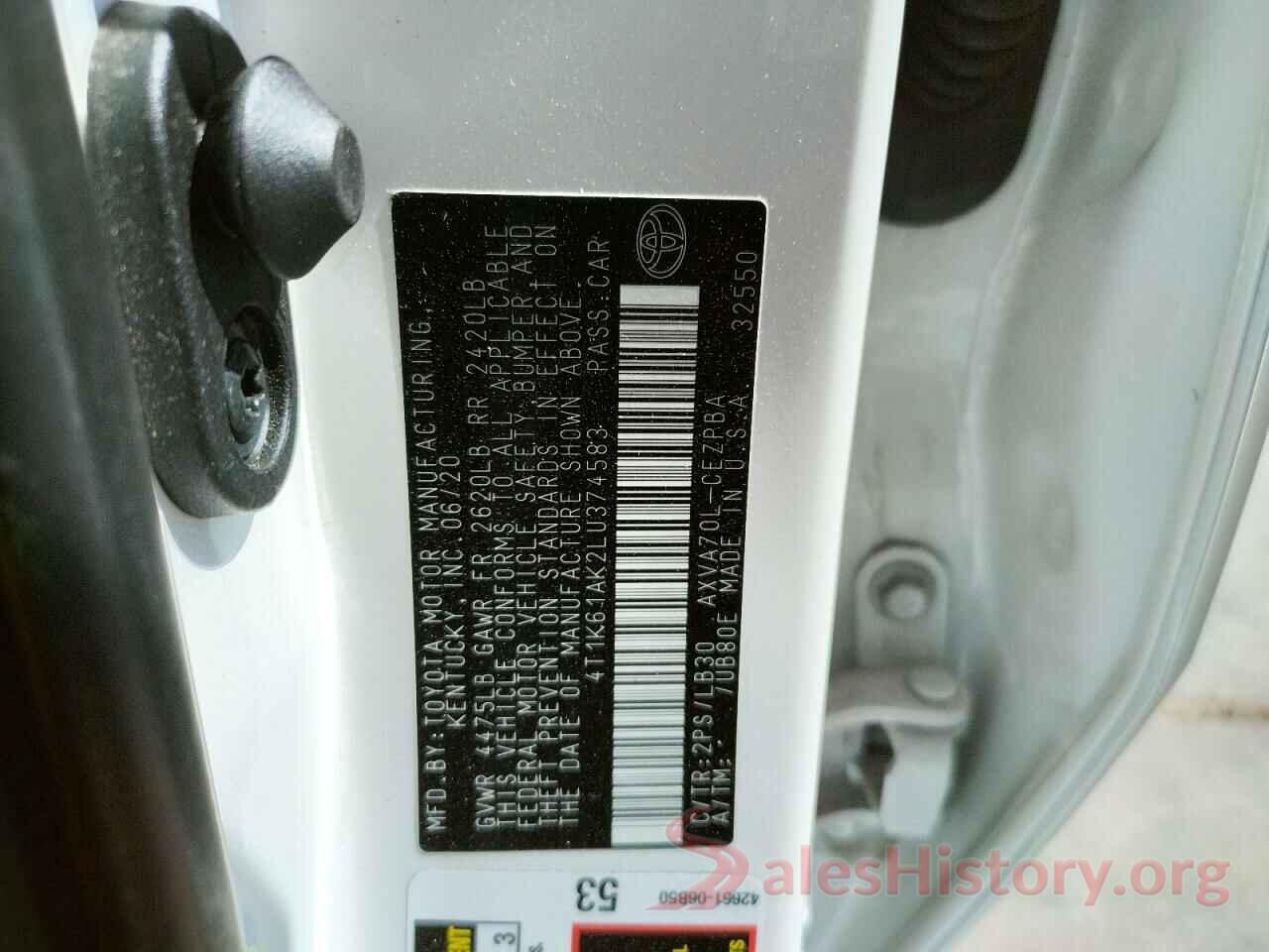 4T1K61AK2LU374583 2020 TOYOTA CAMRY