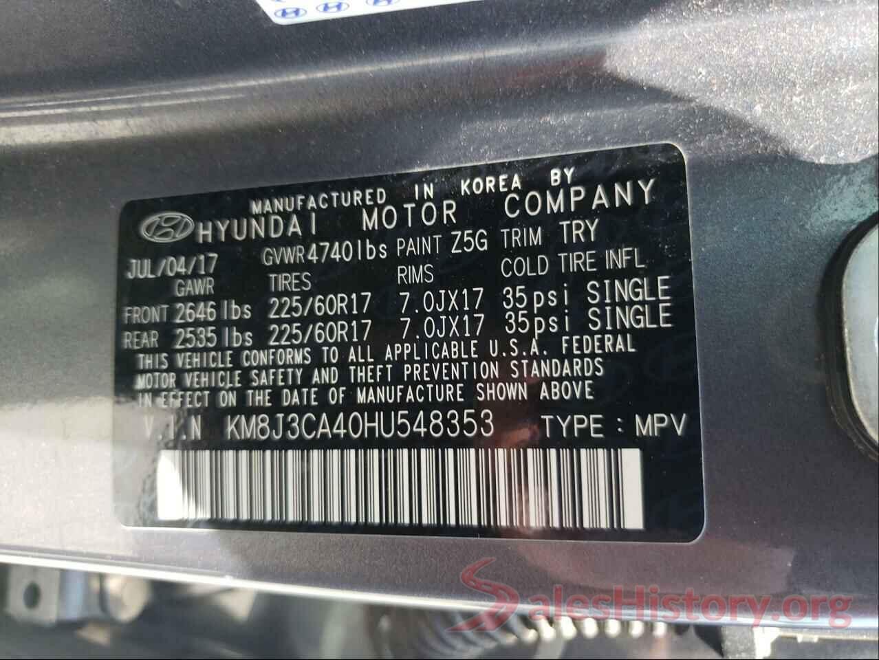 KM8J3CA40HU548353 2017 HYUNDAI TUCSON