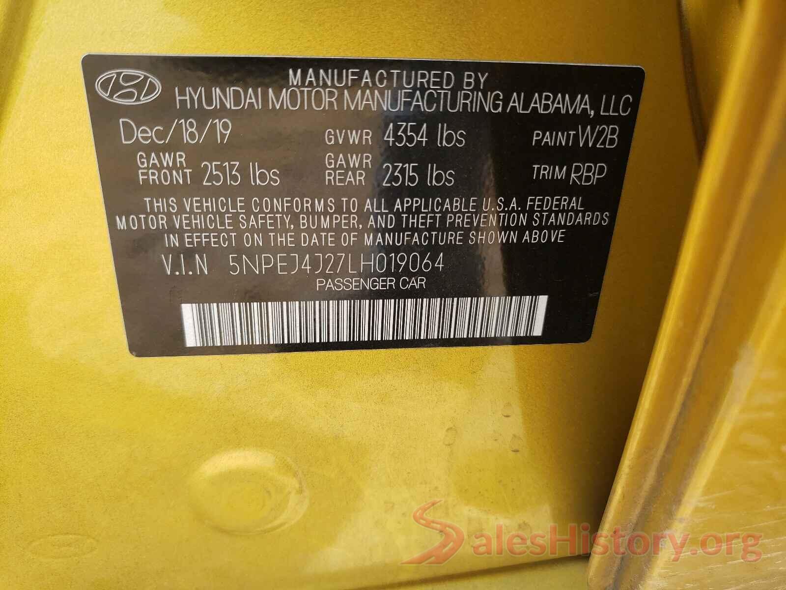 5NPEJ4J27LH019064 2020 HYUNDAI SONATA