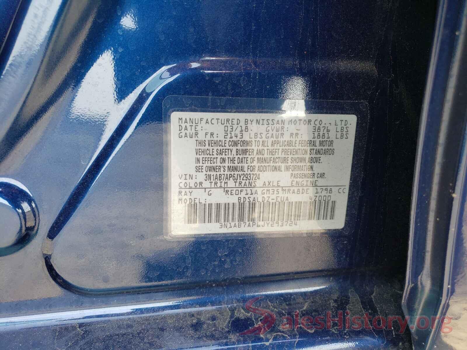 3N1AB7AP6JY293724 2018 NISSAN SENTRA