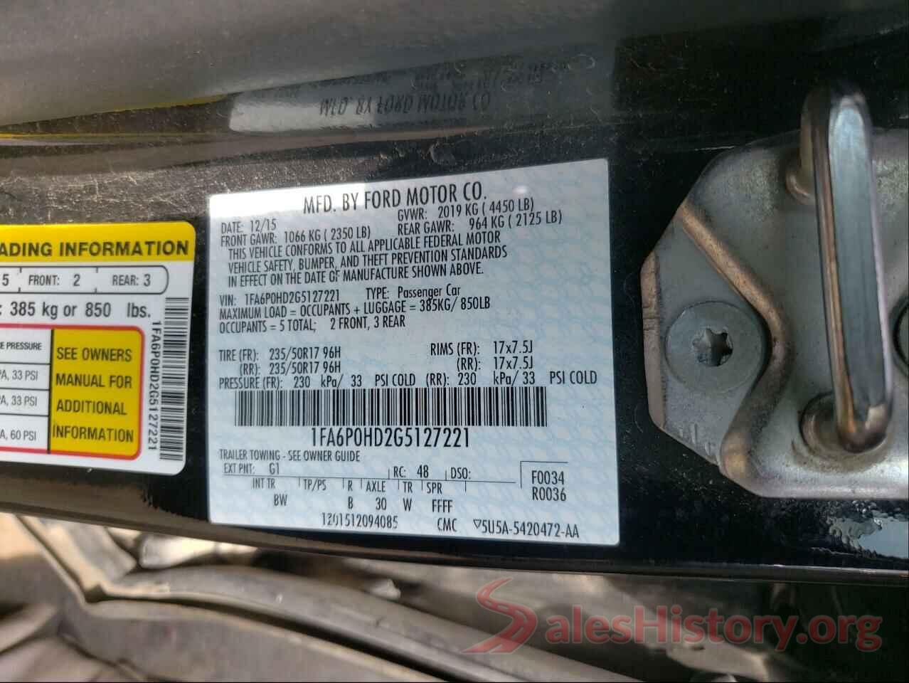 1FA6P0HD2G5127221 2016 FORD FUSION