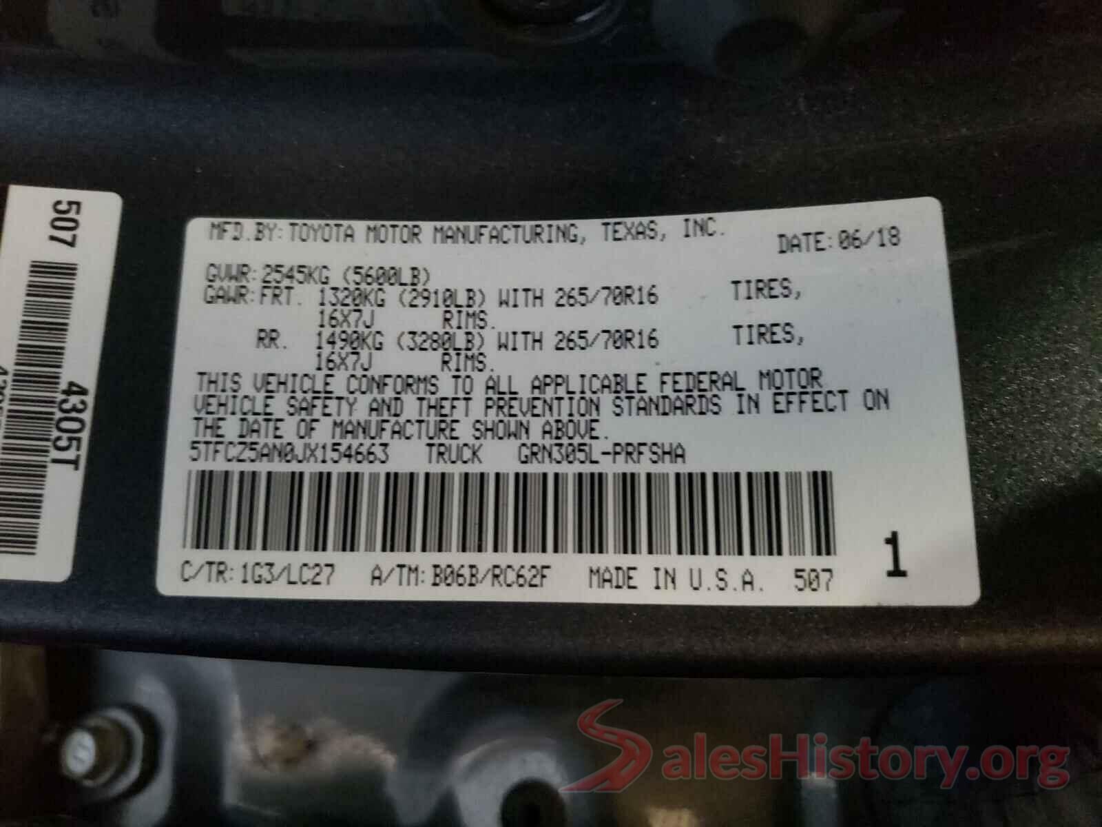 5TFCZ5AN0JX154663 2018 TOYOTA TACOMA