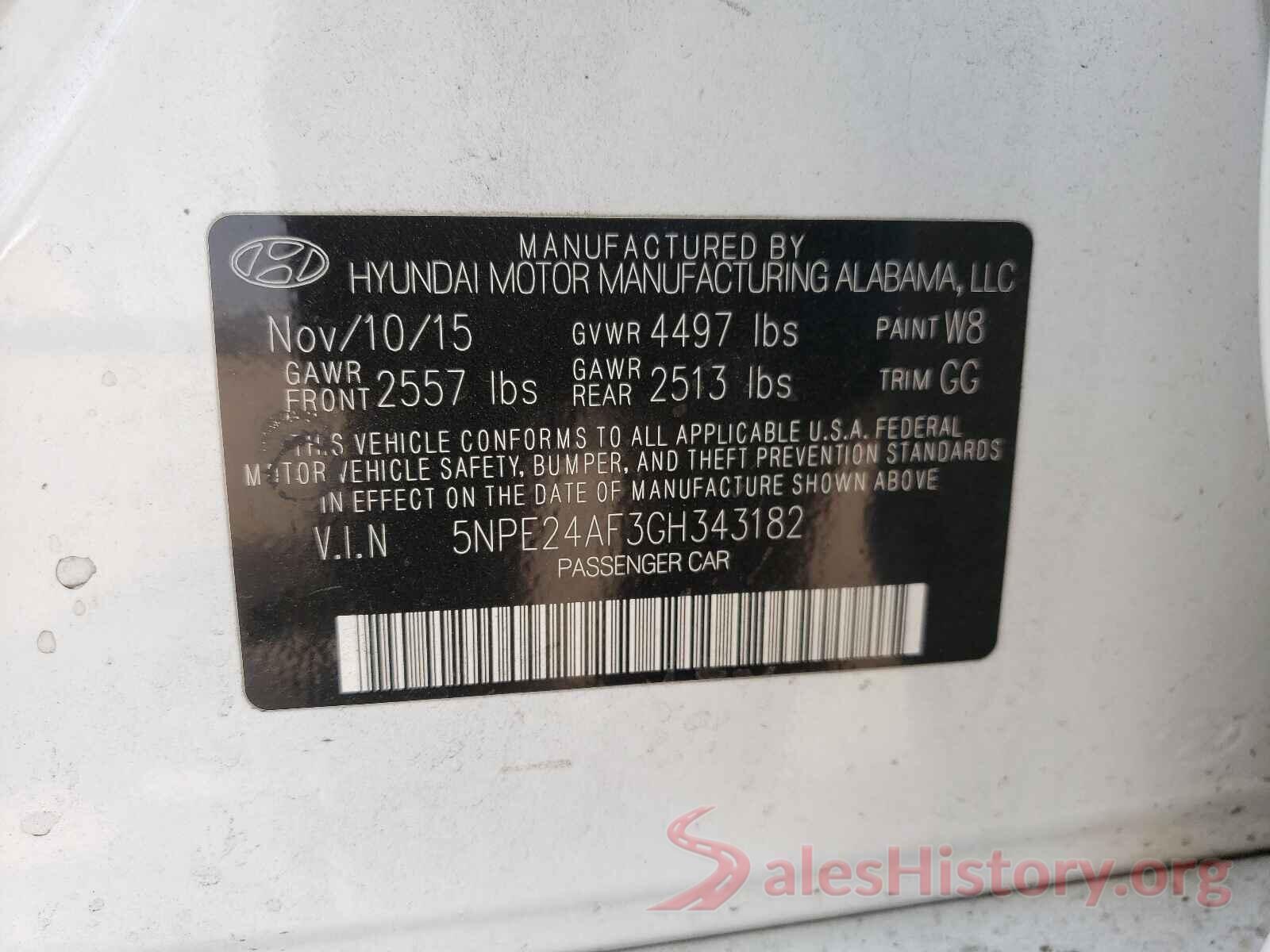 5NPE24AF3GH343182 2016 HYUNDAI SONATA