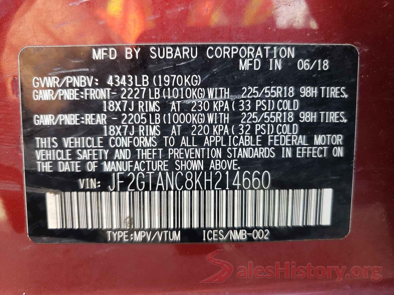 JF2GTANC8KH214660 2019 SUBARU CROSSTREK