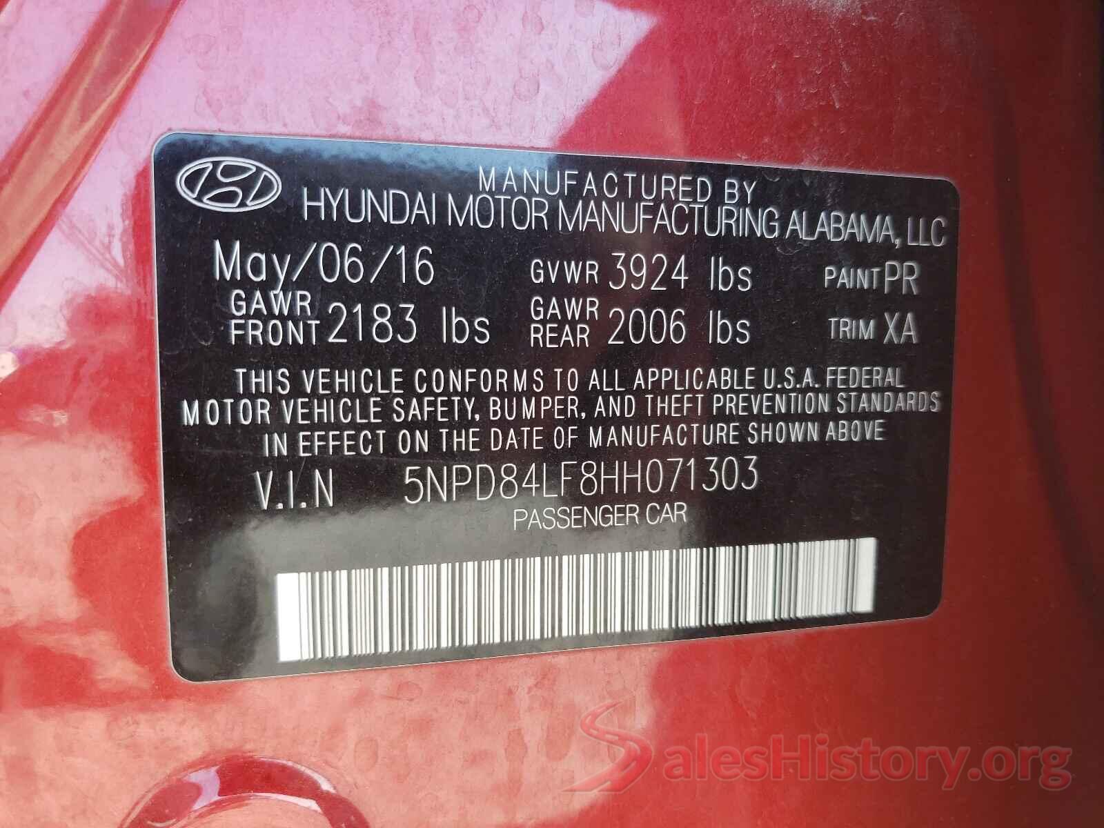 5NPD84LF8HH071303 2017 HYUNDAI ELANTRA