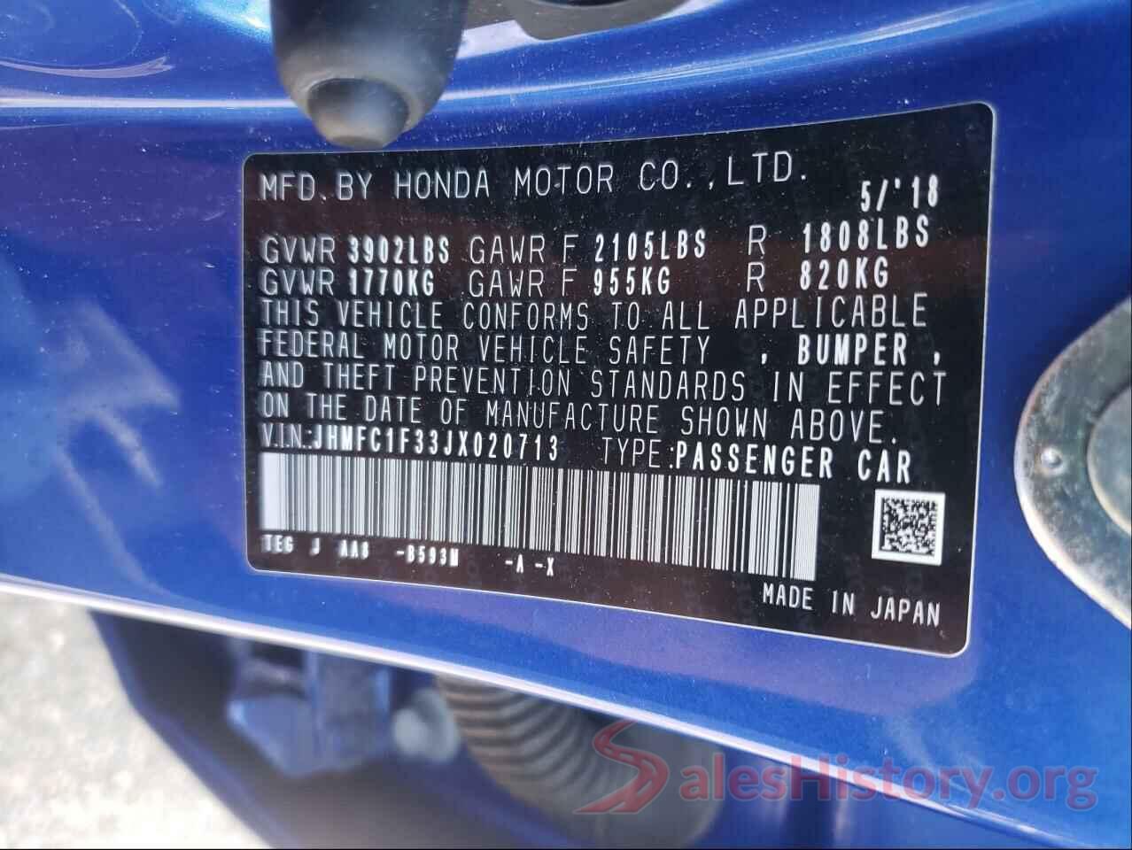 JHMFC1F33JX020713 2018 HONDA CIVIC