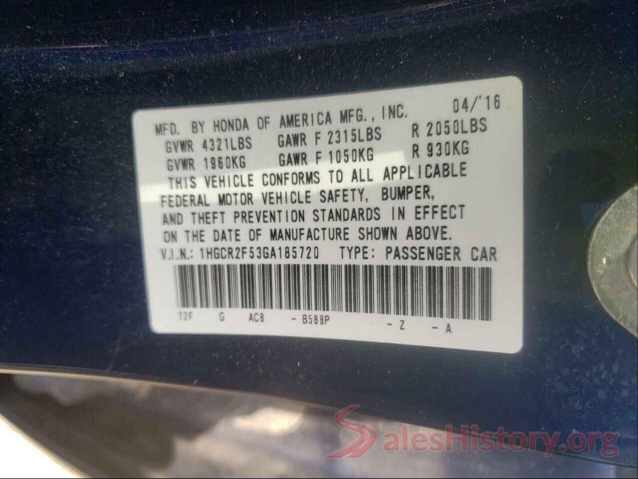 1HGCR2F53GA185720 2016 HONDA ACCORD