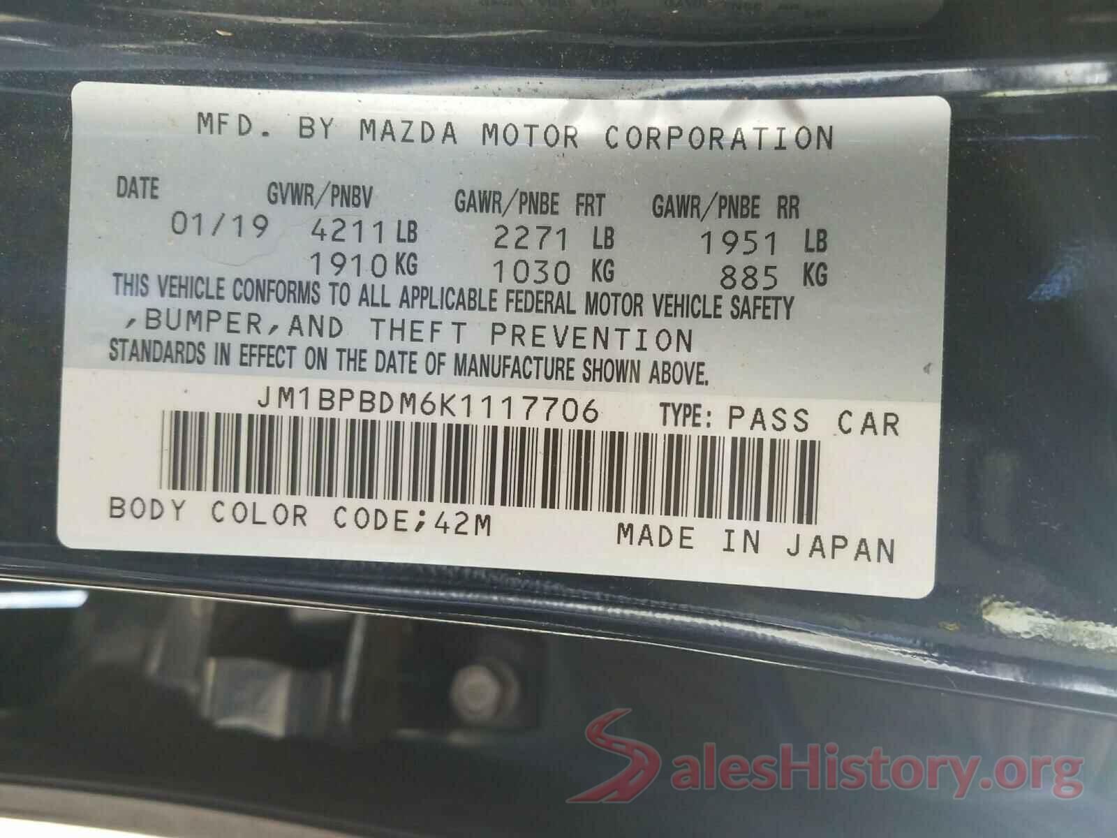 JM1BPBDM6K1117706 2019 MAZDA 3