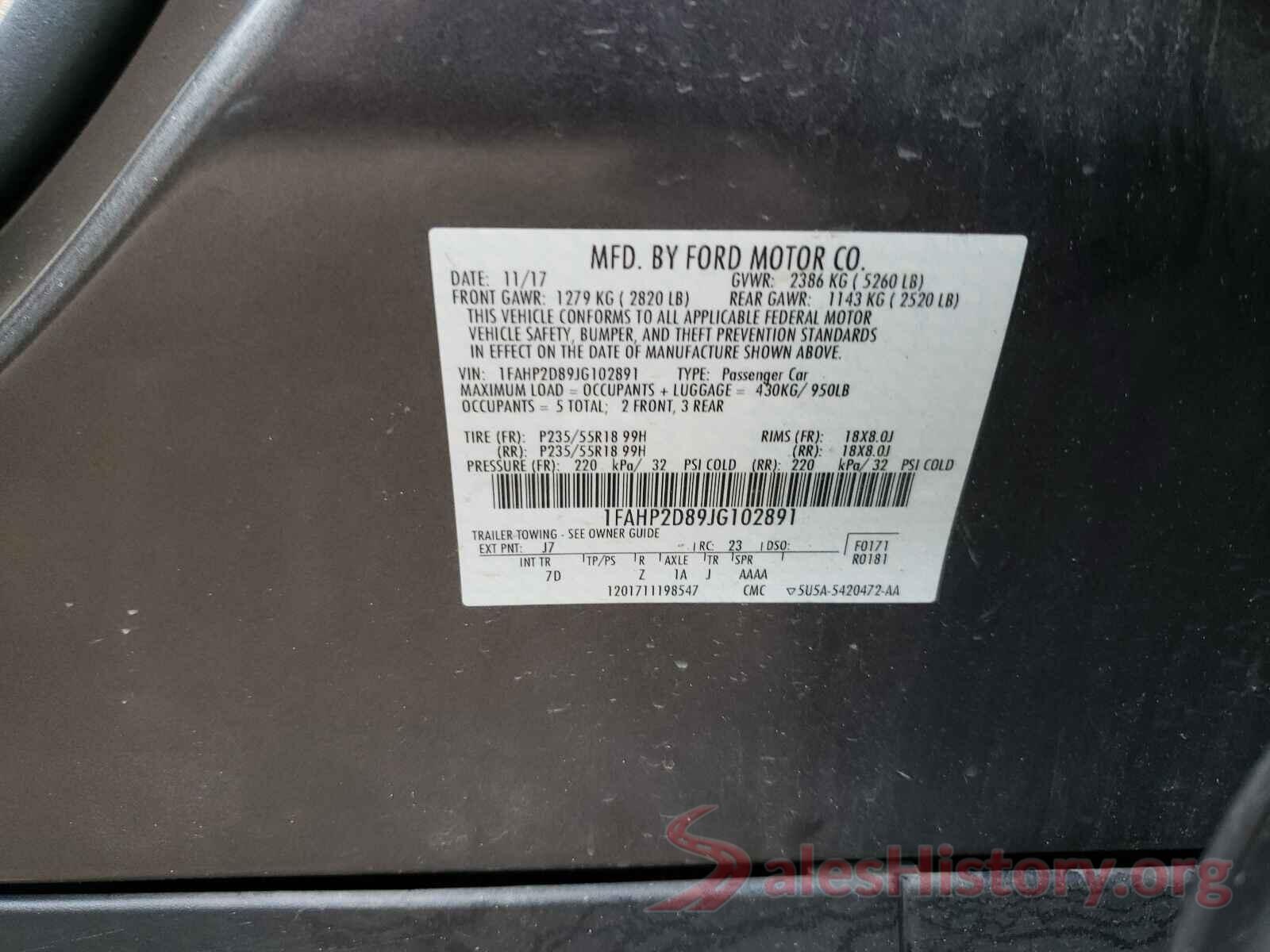 1FAHP2D89JG102891 2018 FORD TAURUS